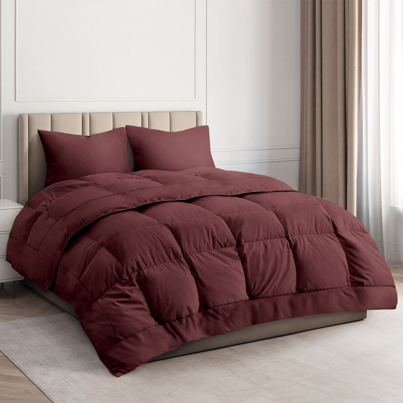 Édredon en duvet d'oie de qualité supérieure - chaud et léger, Bourgogne, Lit double