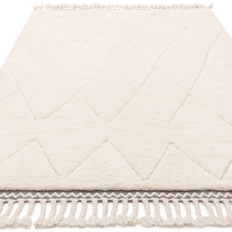 Buckmiller Tribal Moroccan Machine Woven Cream Area Rug, Rectangle 120 x 170cm