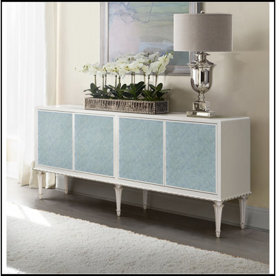 Armoire console blanche et argentée