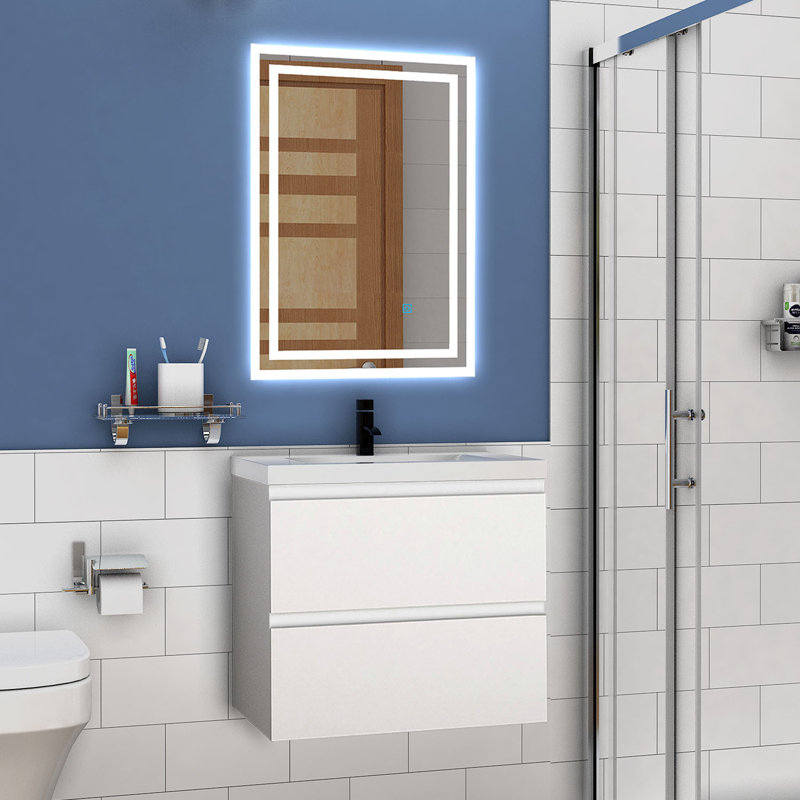 Reko 600mm Single Bathroom Vanity with Drop In Ceramic Basin, High Gloss White