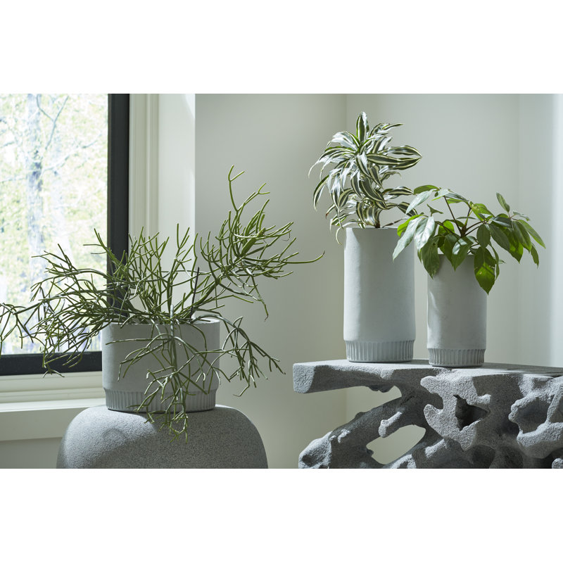 Harvest Medium Resin Pot Planter, 13" H x 7" W x 7" D, Light Gray