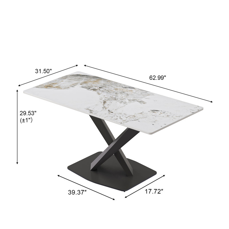 Table de salle à manger pour 6 personnes Modern Modern, H 29,22 po x l 61,58 po x P 31,38 po, Blanc