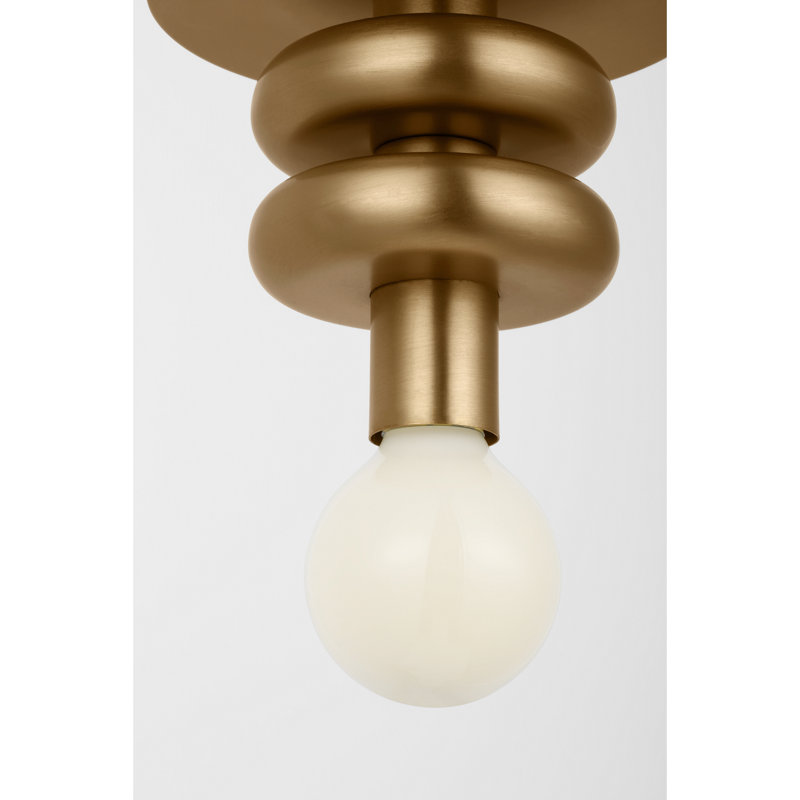 Plafonnier Drew et Jonathan Vincent 4 po à intensité variable, 1 lumière, en laiton satiné avec ampoule DEL, Laiton satiné