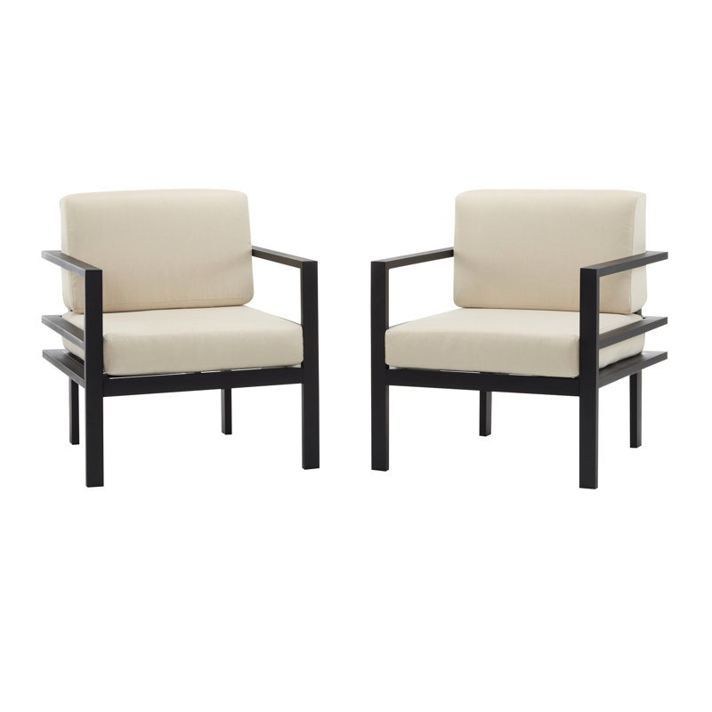 Fauteuil de détente d'extérieur élégant de 27,7 po, fabrication en aluminium, rembourrage, structure de confort moderne pour balcon et jardin, coussins, utilisation élégante
