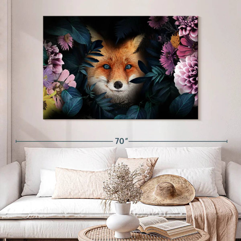 Brampt Floral Red Fox, 34" H x 51" W