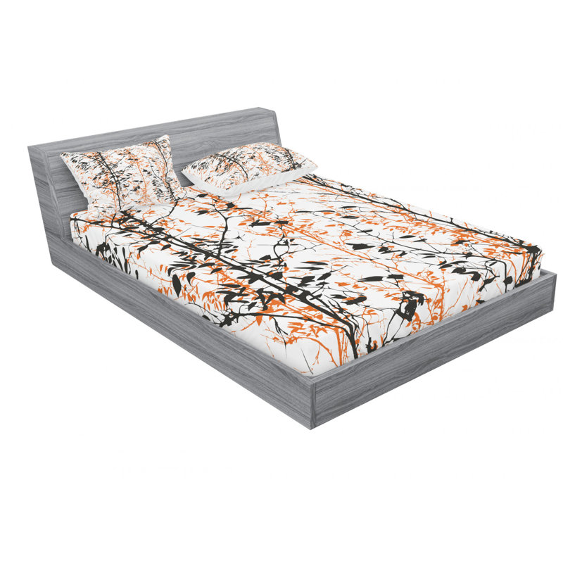 Microfiber Floral Sheet Set, Full/Double Sheet Set with Fitted Sheet