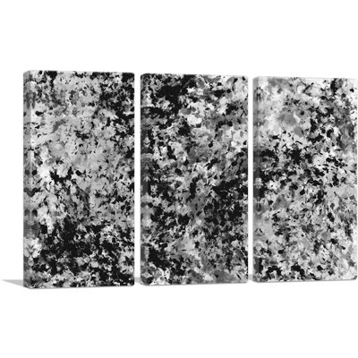 «Black White Grey Splatter Modern», ensemble de 3 reproductions d'art sur toile tendue
