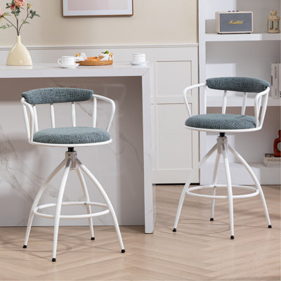 Tabouret de bar pivotant de 26 po de hauteur comptoir, ensemble de 2 sièges en tissu avec structure en métal, chaises de bar de style industriel moderne pour îlot de cuisine, salle à manger, bar personnel, siège de comptoir