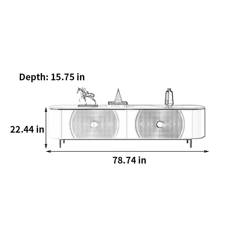 Simple and light luxury rock slate TV stand, Cream, 22.44" H x 78.74" L x 15.75" W