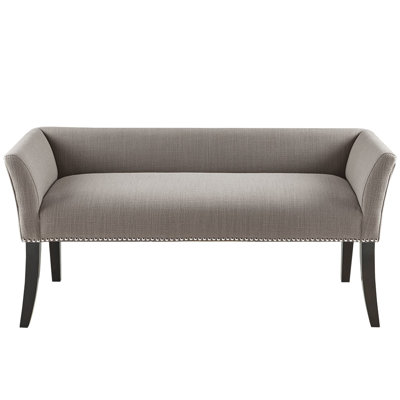 Stylish Accent Bench - Grey Upholstery, Solid Wood Legs, Plywood Sleek Seat With And Base