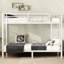 Lit superposé simple en métal blanc pour les adolescents et les adultes, construction stable, prévention du bruit, sous espace, processus d'assemblage en toute sécurité, réduction solide, installation facile-130155807