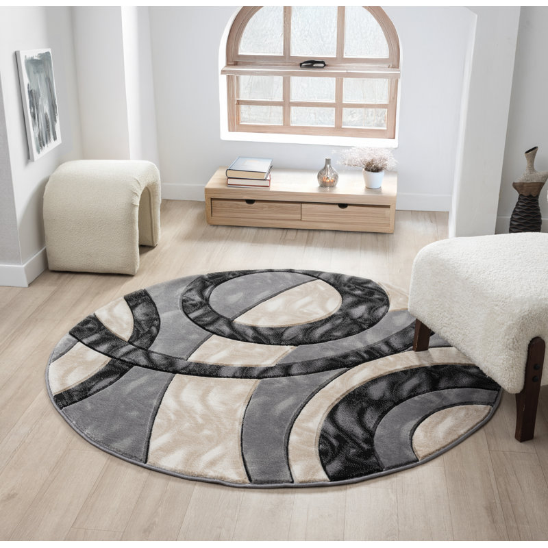 Heriberto Collection Abstract Geometric Area Rug, Round 7'10"