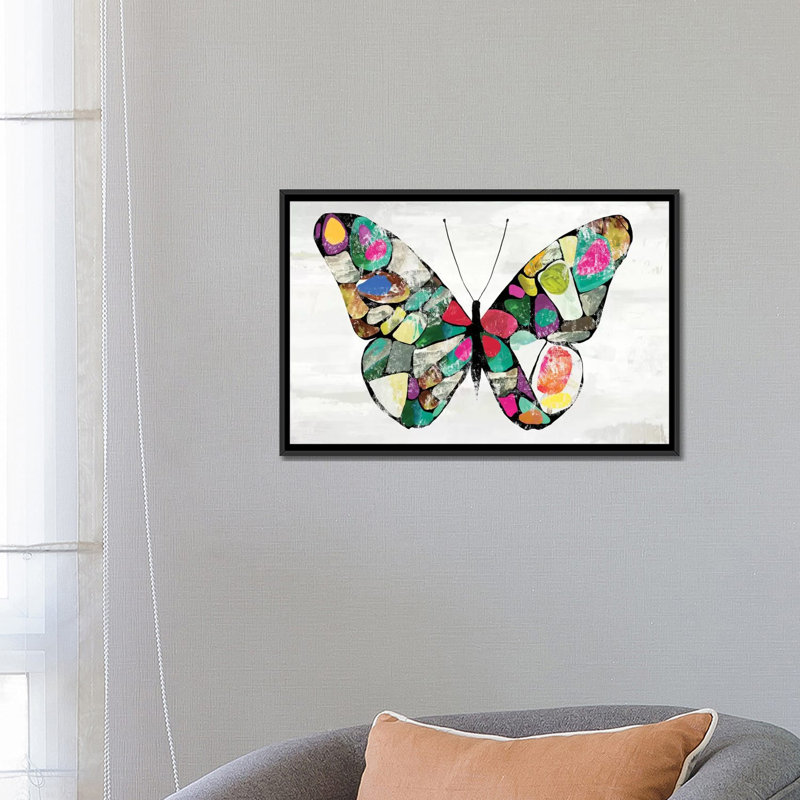 « papillon », impression sur toile, H 18 po x l 26 po x P 1,5 po, Pas de tapis, Toile tendue