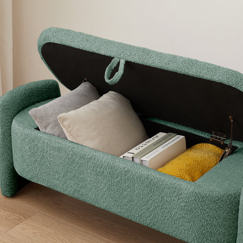 Upholstered Storage Bench, Green
