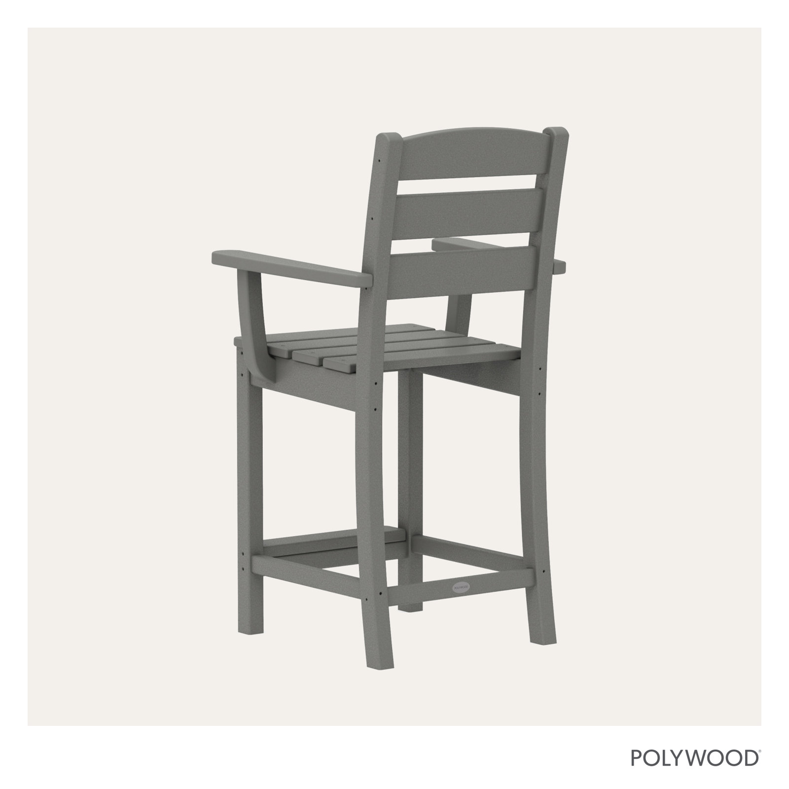 POLYWOOD® Lakeside Counter Patio Bar Stool, Gray
