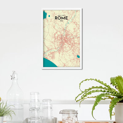 « rome city map », reproduction d’impression sur affiche en tricolore