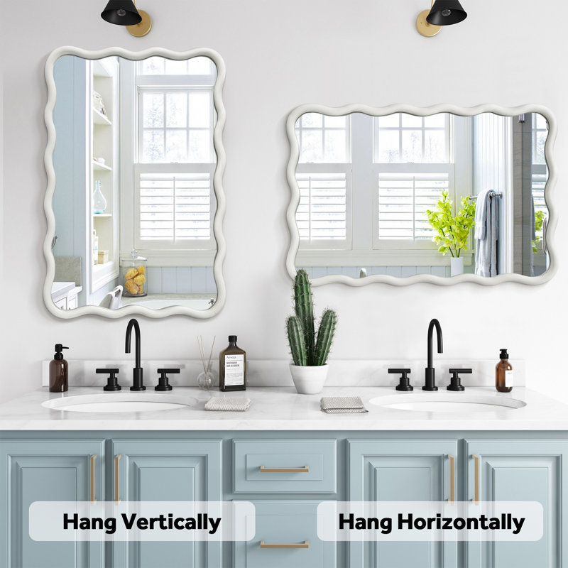 Chepachet Solid Wood Rectangle Mirror, 30" x 20", White