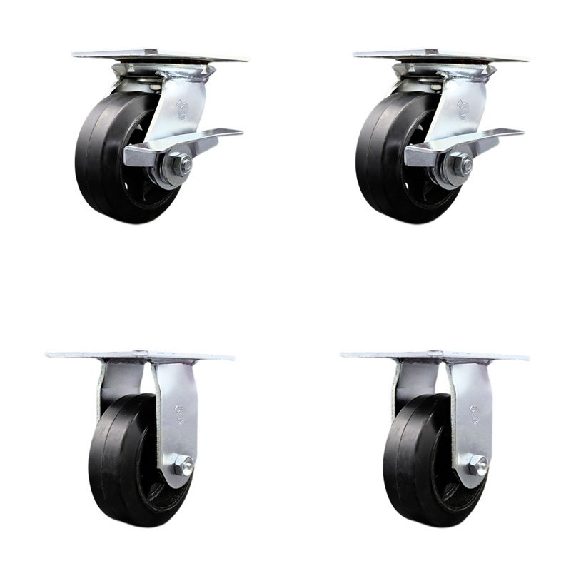 4 Piece Rubber on Steel Caster Set