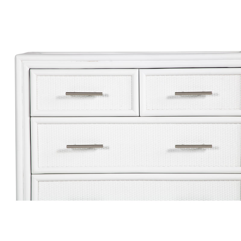 Aruba 36'' W Rattan Nightstand, White/Brushed Nickel