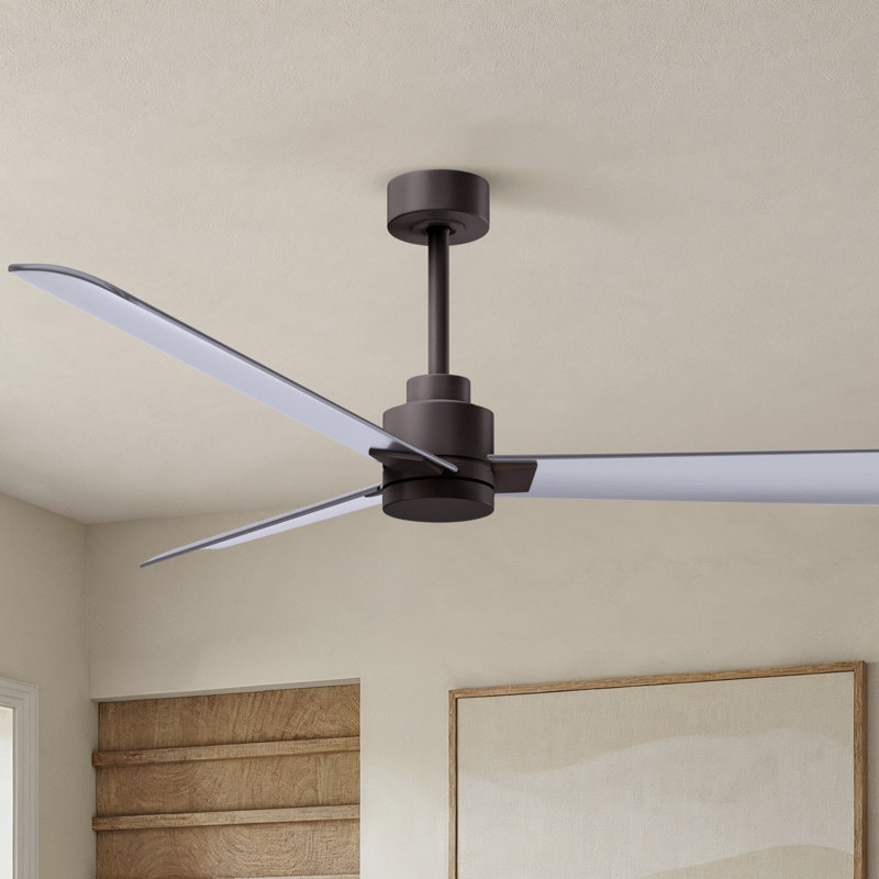 Alessandra Outdoor Downrod Ceiling Fan, Brushed Nickel, Textured Bronze