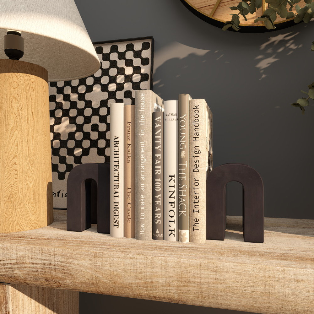 Alexandrea Genuine Marble Decorative Bookends, Black
