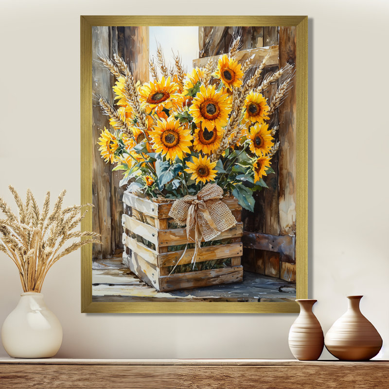 Benson - Art mural sur toile florale, 40" H x 30" W, Reproduction encadrée d'une seule photo, Gold