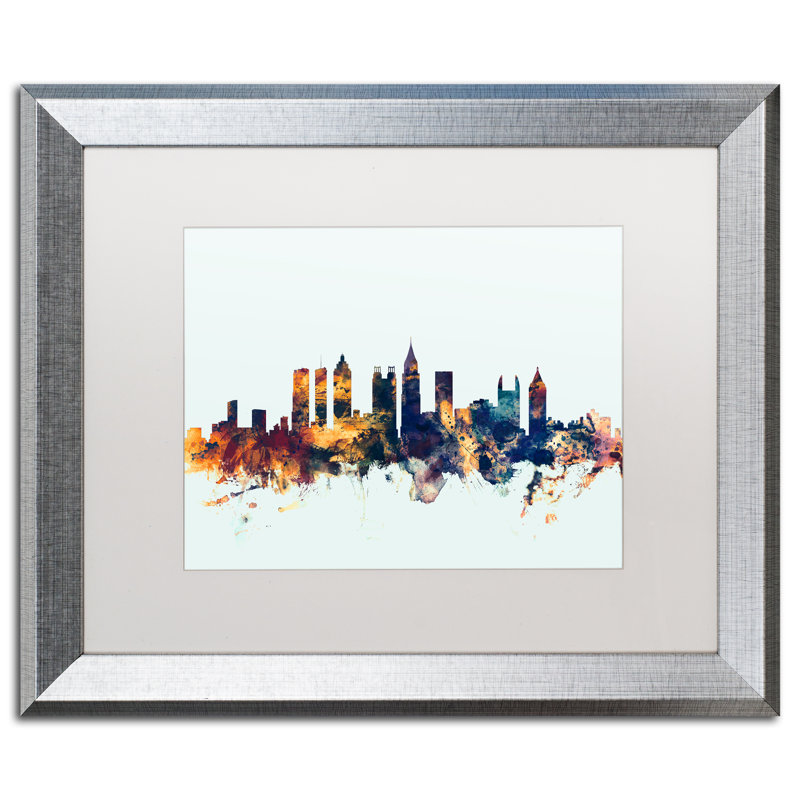 « atlanta georgia horizon blue », impression encadrée sur toile, H 11 po x l 14 po x P 0,5 po, Blanc