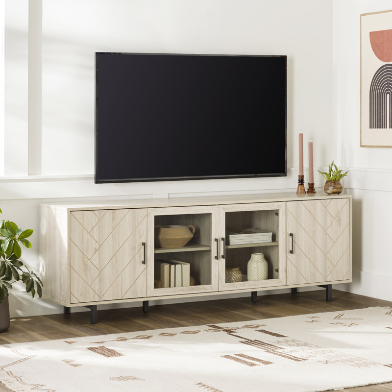 Meuble télé 4 portes pour téléviseur de 80 po ou moins Adariaha, Bouleau