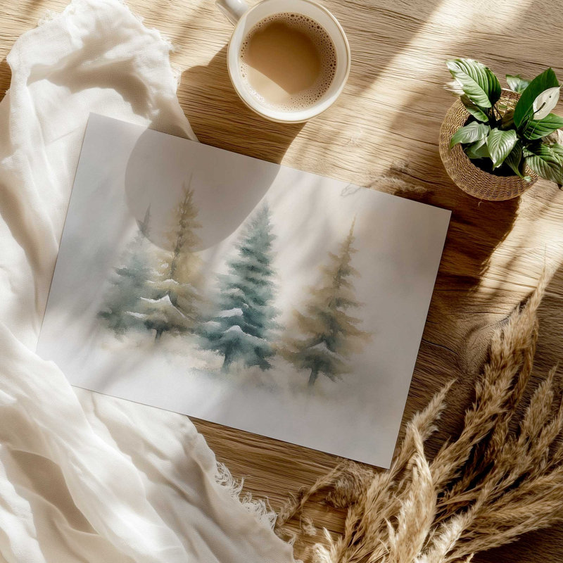 «Snowlit Pines», reproduction d'art, 24 po x 36 po, Sans cadre