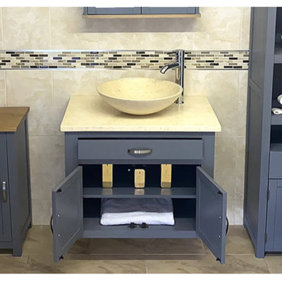 Biggleswade 750mm Single Bathroom Vanity with Vessel Stone Basin