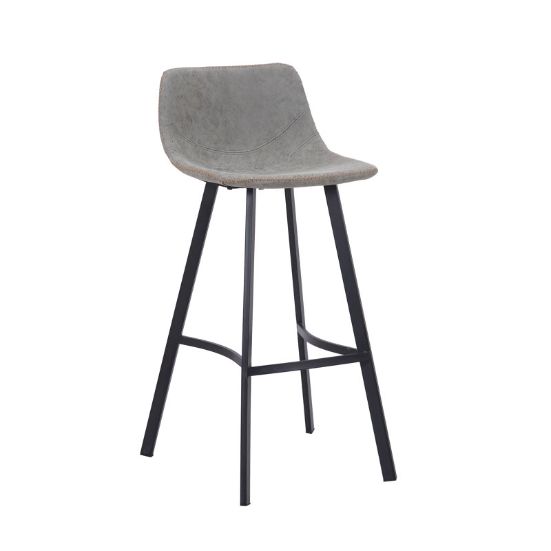 Fulcher Upholstered Counter Stool with Metal Frame, Grey