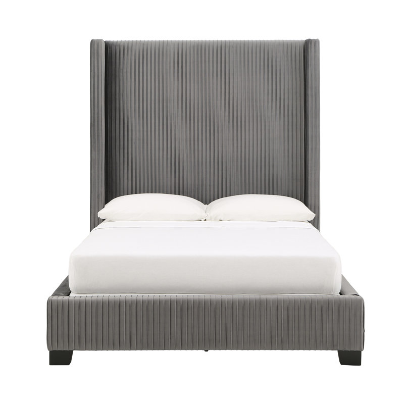 Lit tapissier standard à profil bas Solon, Double, Gris