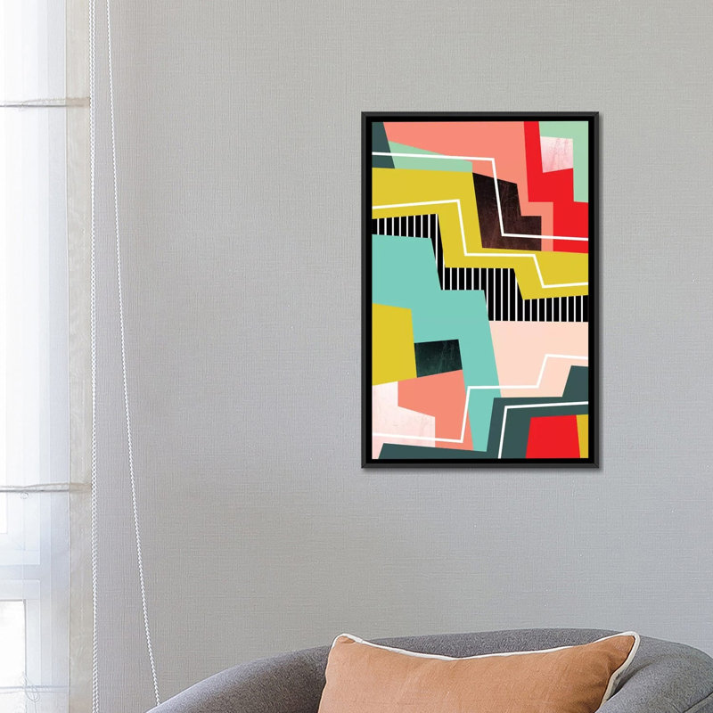 «Color Block I», impression sur toile, H 26 po x l 18 po x P 1,5 po, Toile encadrée noire, Pas de tapis