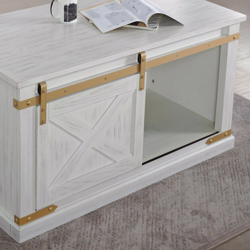 Table basse 1 pièce avec tablettes ouvertes