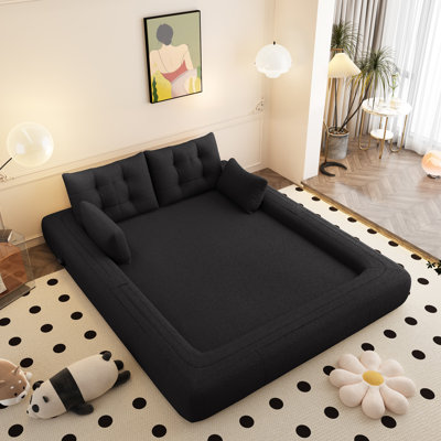 Lit pour chien humain, canapé-lit paresseux, canapé-lit pliable multifonctionnel 78,7 po, canapé-lit rembourré en mousse 3-en-1 pour salon, lit d'invité, salle de jeux, noir