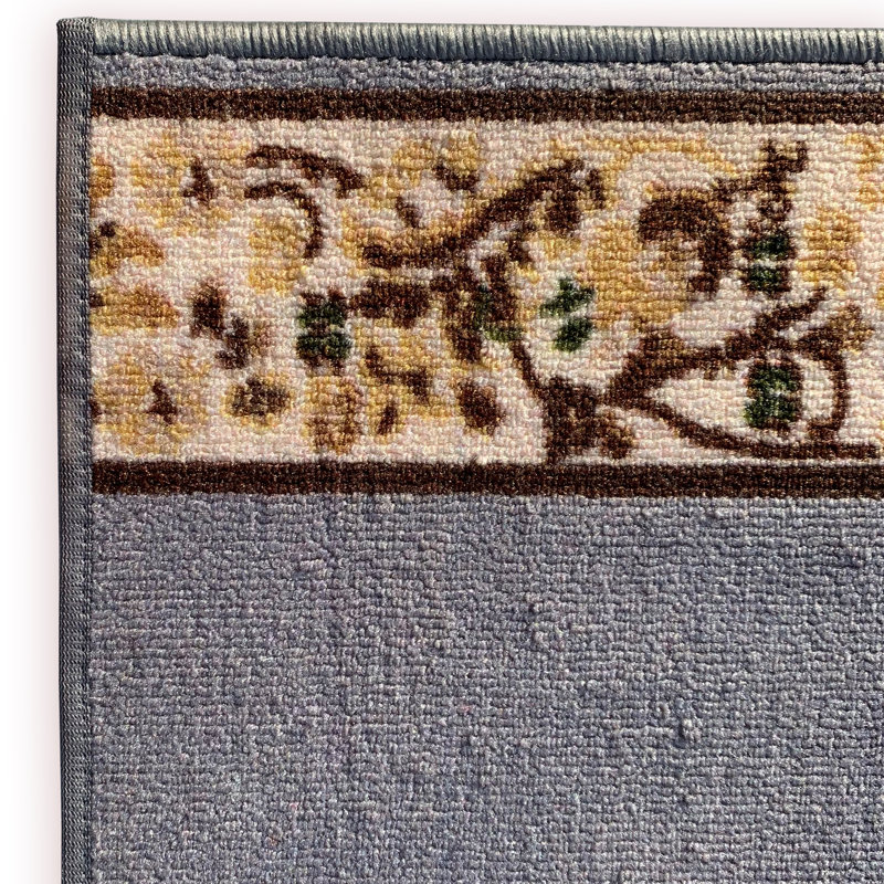 Tapis floral gris, Tapis de couloir 2 pi 2 po x 9 pi