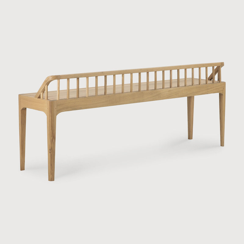 Spindle Solid Wood Bench, Natural Oak