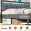 Upholstered Bed Frame With LED Lights & Charging Station Metal Bed Frame with Upholstered Storage Headboard/Under Bed Storage/Noise Free-1279848461