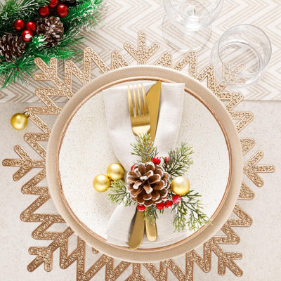 Ensemble de 18 tapis de table de salle à manger en flocons de neige, Lessia