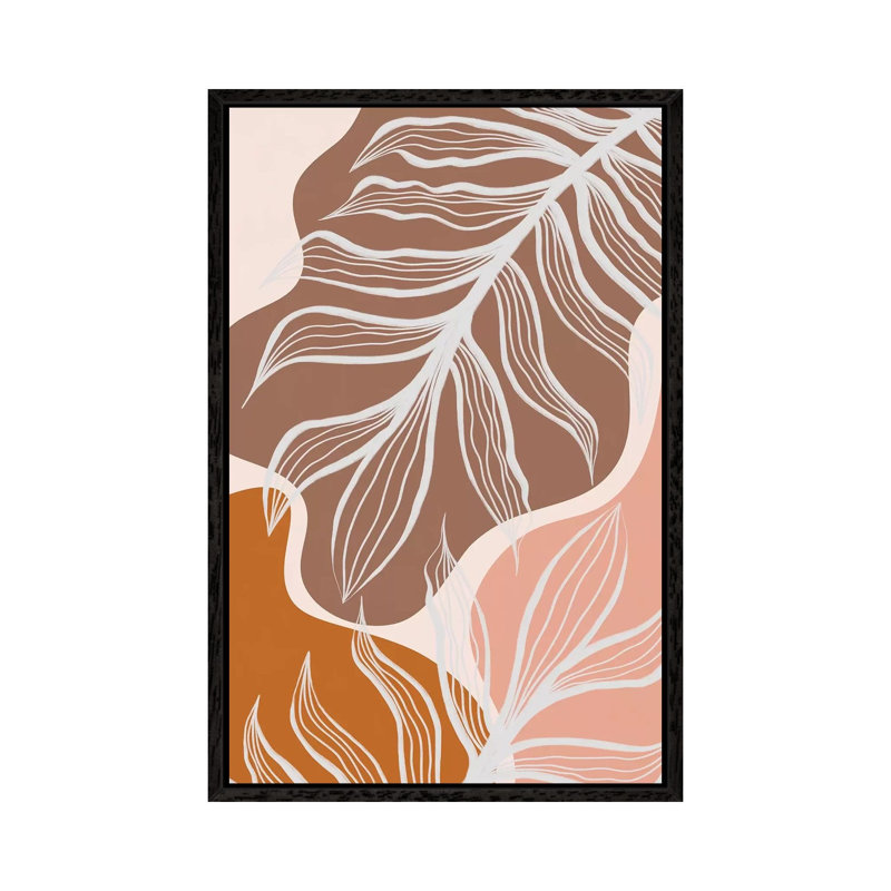 Organic Shapes & Palm Leaves by Alisa Galitsyna - Print on Canvas, 66.04cm H x 45.72cm W x 3.81cm D, Black Framed