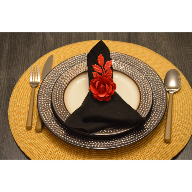 Rond de serviette fleur, Rouge
