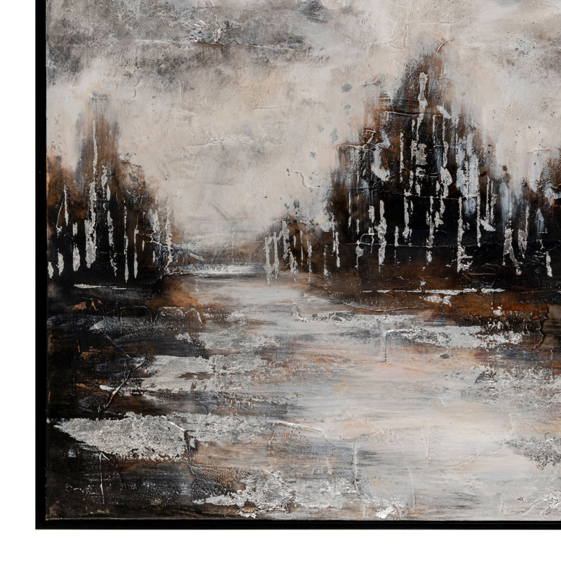 Rustic Surroundings Hand Painted Landscape Framed Canvas Wall Art
