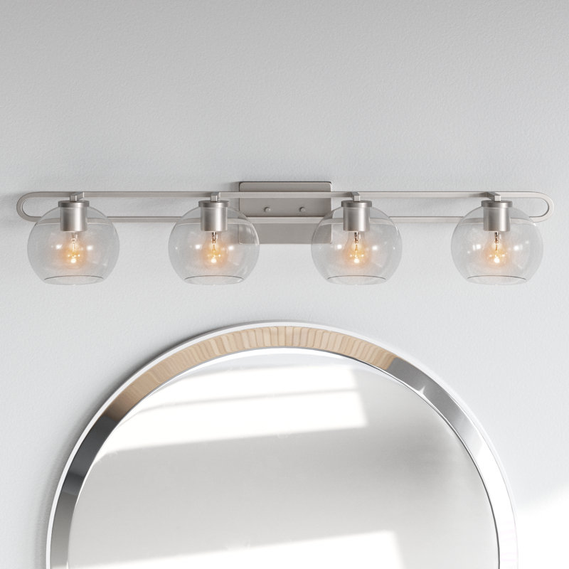 Eveline 4 Light Transparent Dimmable Vanity Light, Brushed Nickel
