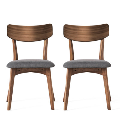 Mid-Century Upholstered Dining Chairs ( Of 2 Pieces), Dark Grey (Two Chairs), Enigmatic
