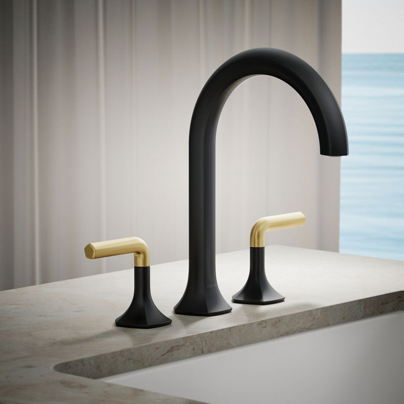 Poignée de robinet de salle de bain l 2,58 "x H 4,06" Occasion, Noir mat / or