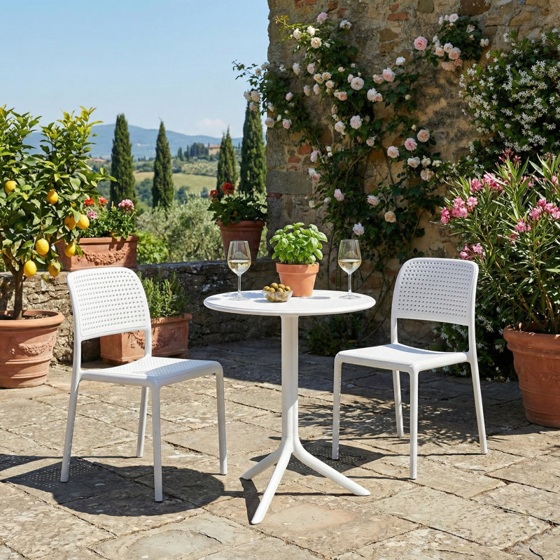 Fordham 2 - Person Patio Dining Set with Round Table, White