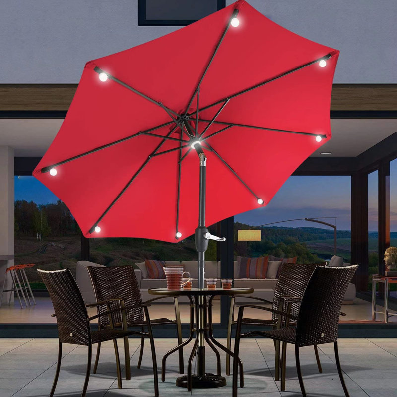 Parasol de marché hexagonal en polyester 9 pi Kenneshia, Rouge