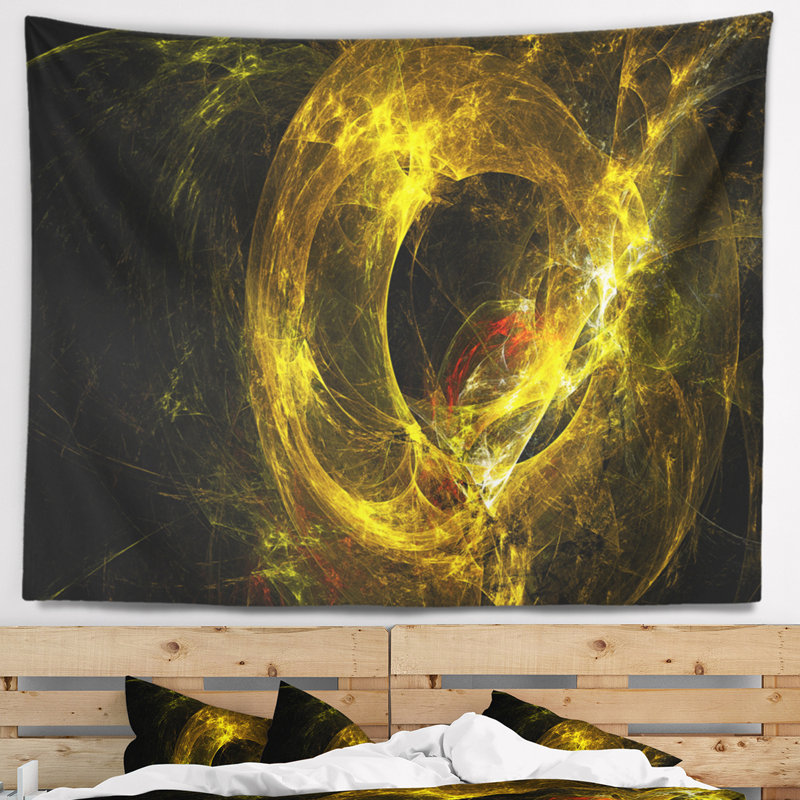Tapisserie dorée galaxie lointaine sphérique Abstract, H 78 po x l 92 po