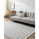 Lavande Plaid Wool Area Rug in Gray/White/Light Gray