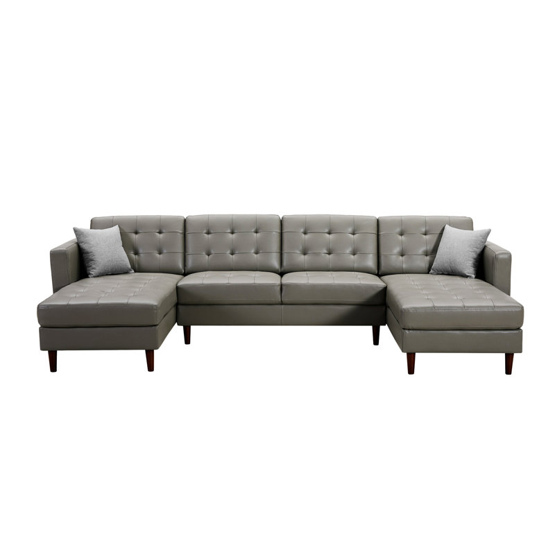 Canapé modulaire en similicuir Gantz, Similicuir gris foncé